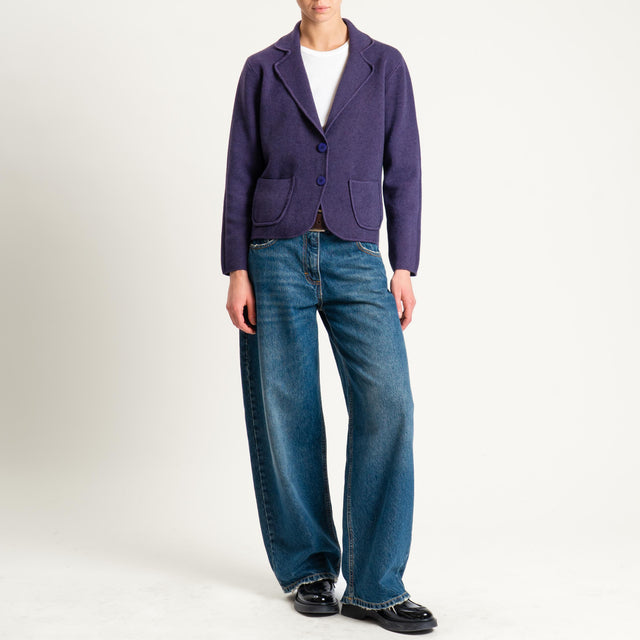 Zeroassoluto-Giacca in maglia con tasche - uva