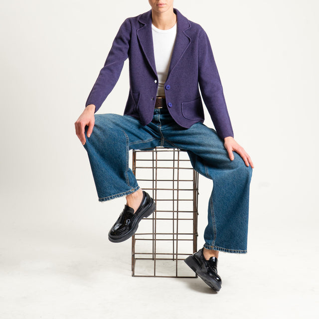 Zeroassoluto-Giacca in maglia con tasche - uva