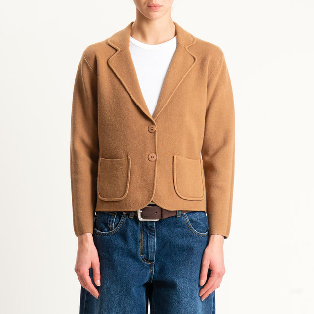 Zeroassoluto-Giacca in maglia con tasche - camel
