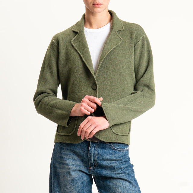 Zeroassoluto-Giacca in maglia con tasche - militare