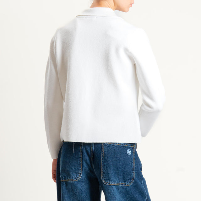 Zeroassoluto-Giacca in maglia con tasche - panna