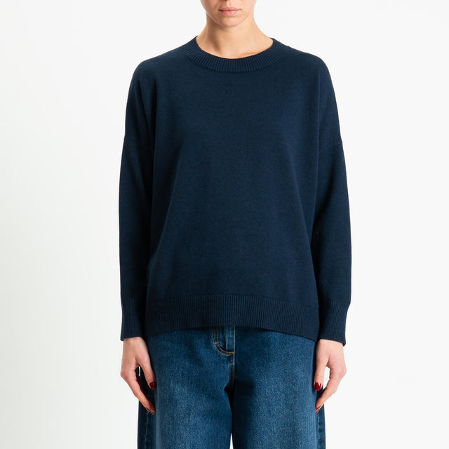 Zeroassoluto-Maglia girocollo scatola - blu