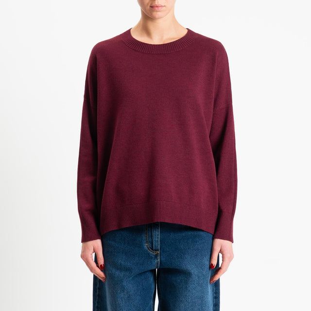 Zeroassoluto-Maglia girocollo scatola - Bordeaux