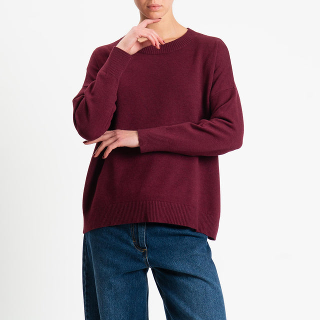 Zeroassoluto-Maglia girocollo scatola - Bordeaux