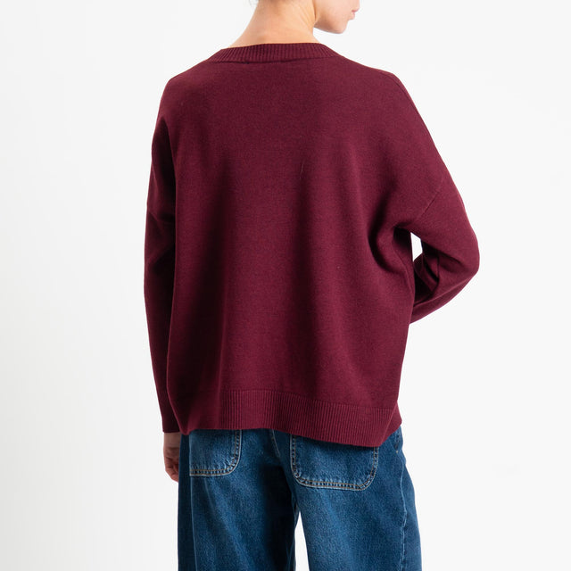 Zeroassoluto-Maglia girocollo scatola - Bordeaux