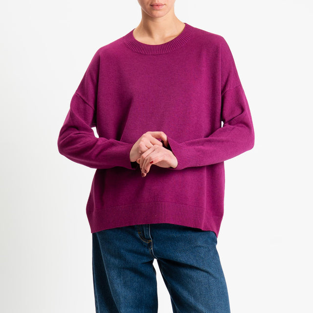 Zeroassoluto-Maglia girocollo scatola - ciclamino