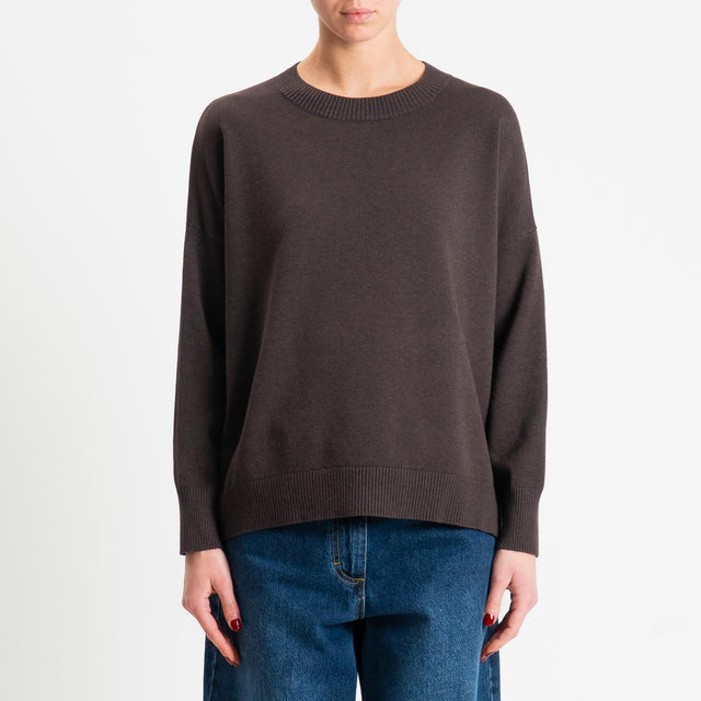 Zeroassoluto-Maglia girocollo scatola - cioccolato