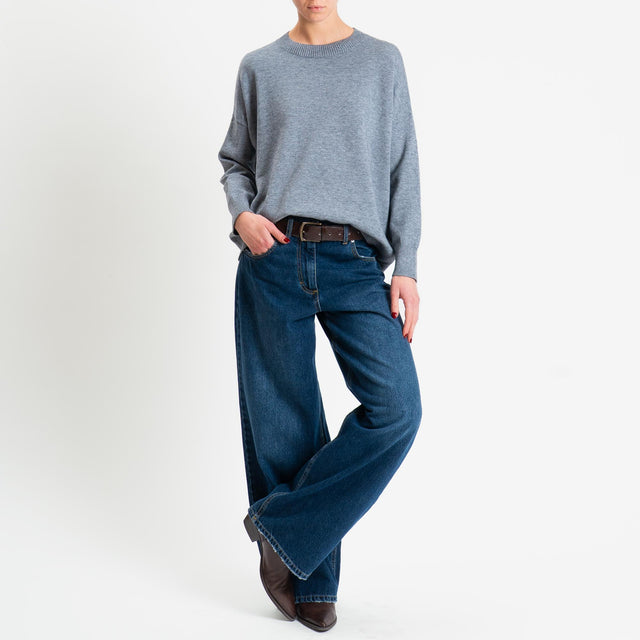 Zeroassoluto-Maglia girocollo scatola - grigio melange