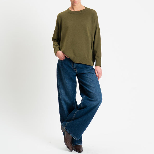 Zeroassoluto-Maglia girocollo scatola - olio