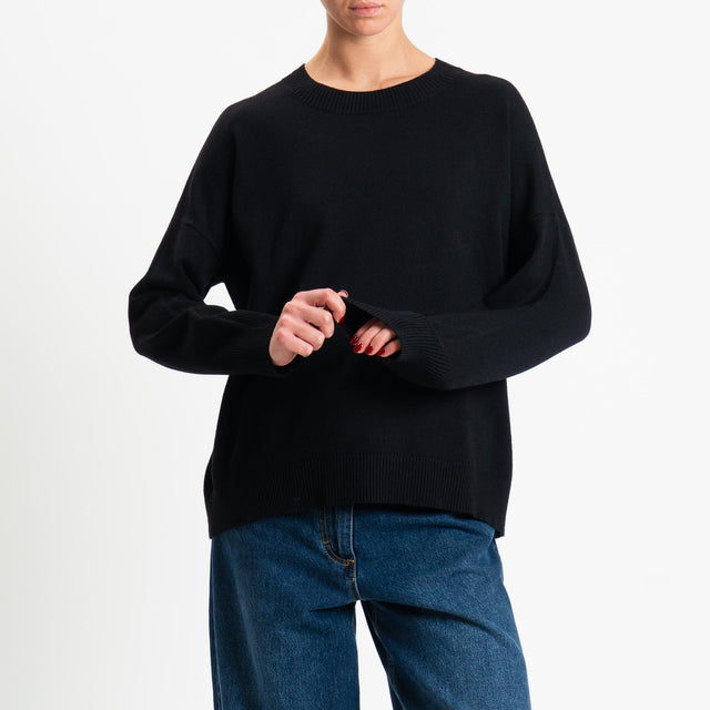 Zeroassoluto-Maglia girocollo scatola - nero