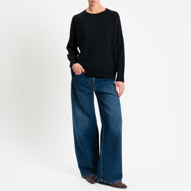 Zeroassoluto-Maglia girocollo scatola - nero