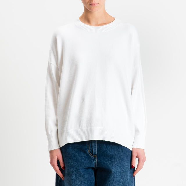 Zeroassoluto-Maglia girocollo scatola - panna