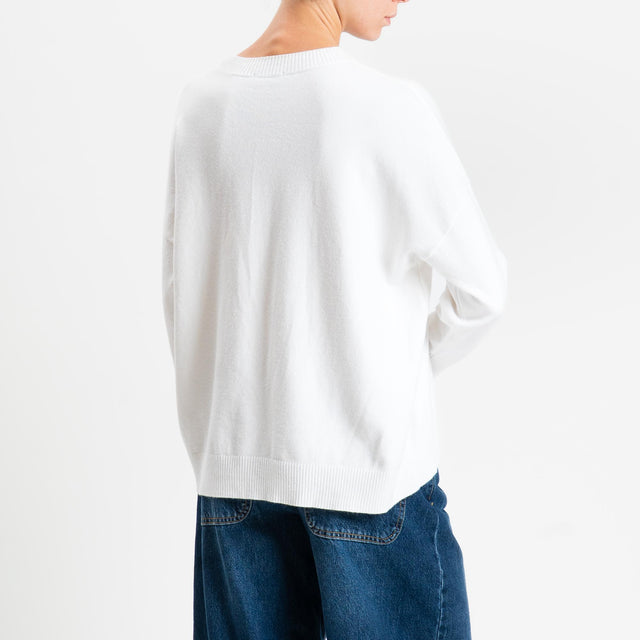 Zeroassoluto-Maglia girocollo scatola - panna