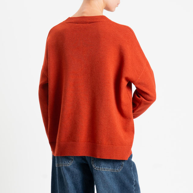 Zeroassoluto-Maglia girocollo scatola - ruggine