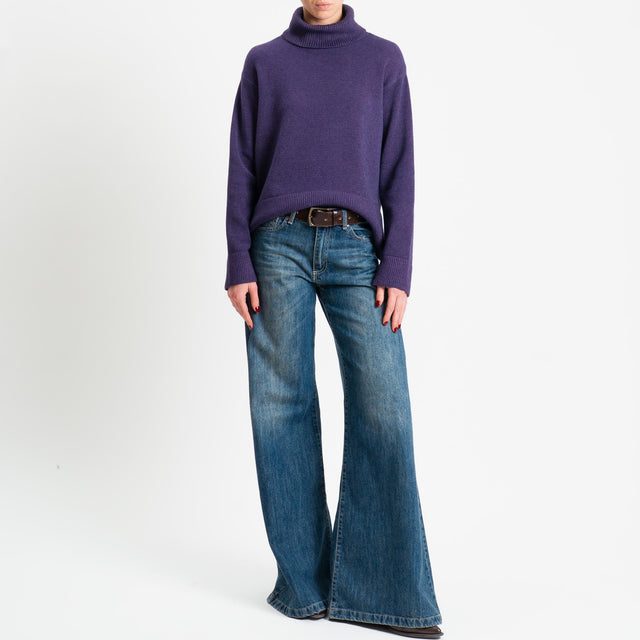 Zeroassoluto-Maglia scatola collo ad anello fondo cannolé - uva