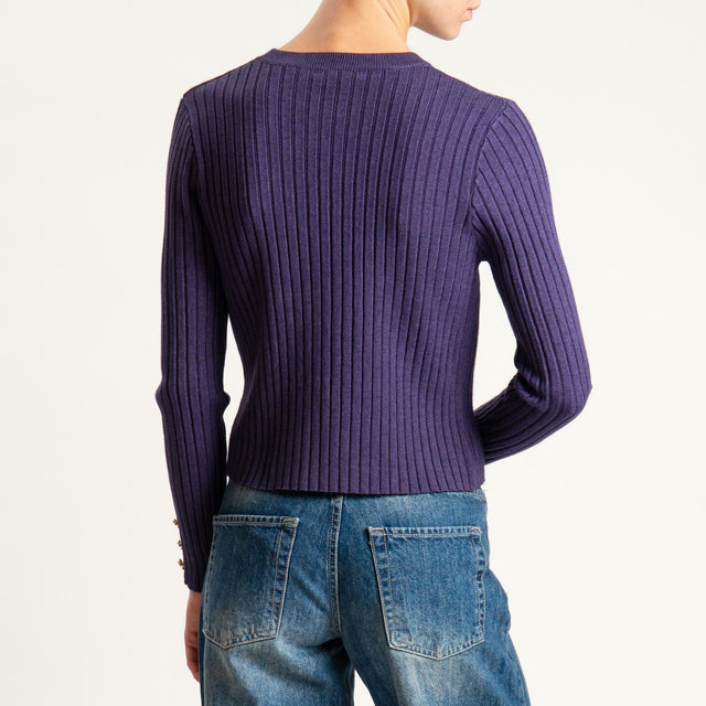 Zeroassoluto-Maglia crop coste con bottoni dorati - uva