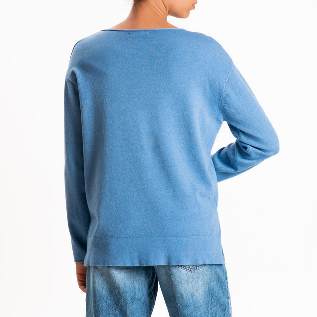 Zeroassoluto-Maglia girocollo spacchi laterali - jeans