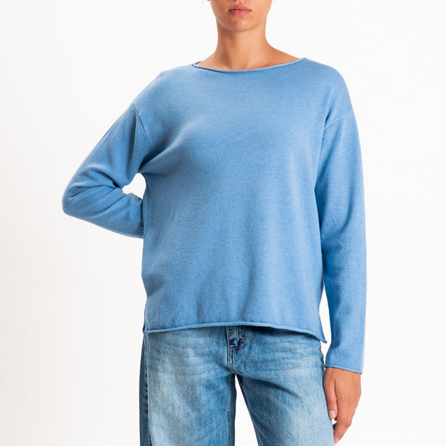 Zeroassoluto-Maglia girocollo spacchi laterali - jeans