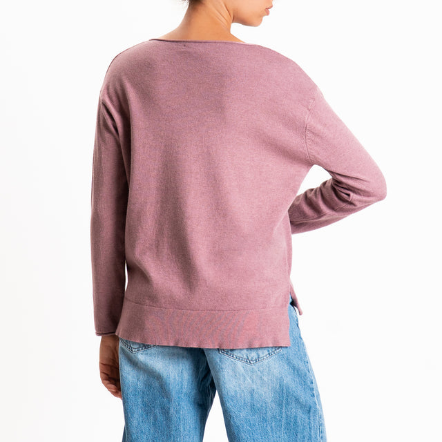 Zeroassoluto-Maglia girocollo spacchi laterali - mauve