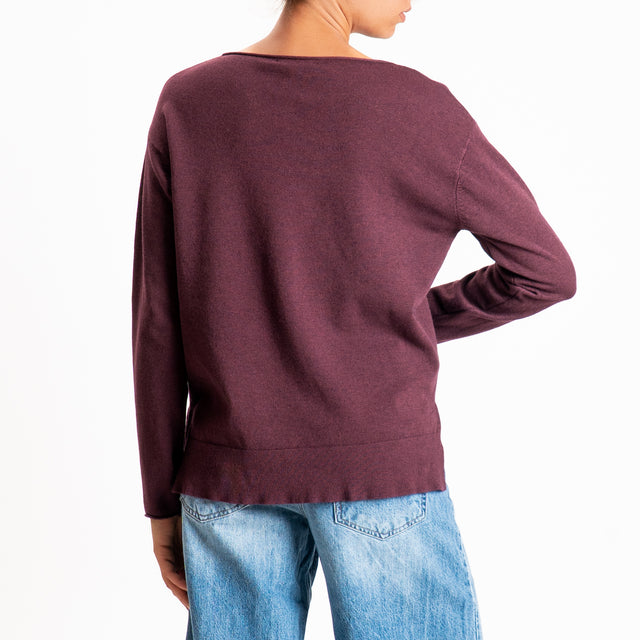 Zeroassoluto-Maglia girocollo spacchi laterali - prugna