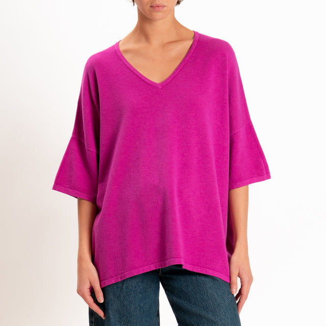 Zeroassoluto-Maglia over scollo a v - amarena