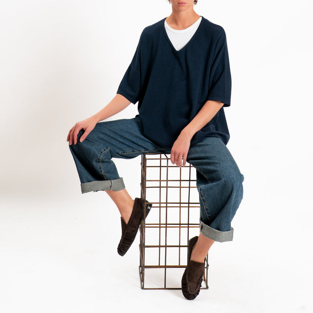 Zeroassoluto-Maglia over scollo a v - blu