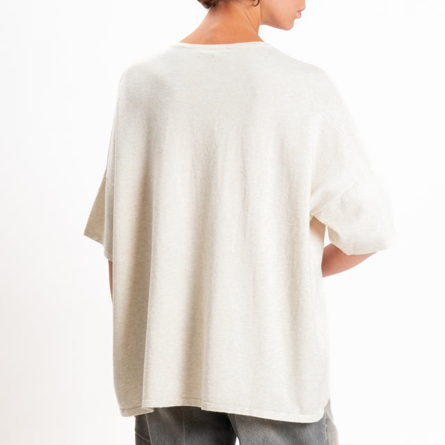 Zeroassoluto-Maglia over scollo a v - gesso