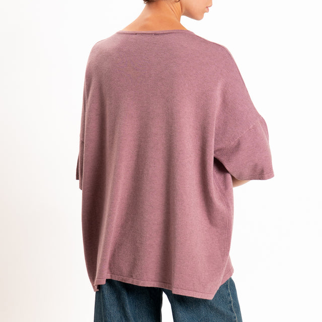 Zeroassoluto-Maglia over scollo a v - mauve
