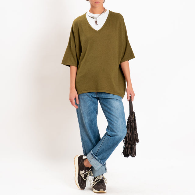 Zeroassoluto-Maglia over scollo a v - militare