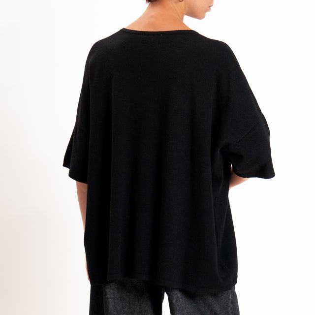 Zeroassoluto-Maglia over scollo a v - nero
