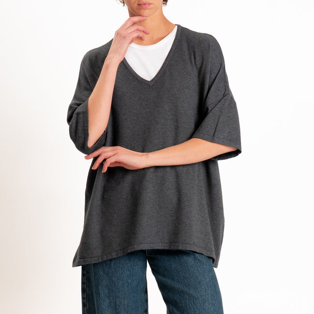Zeroassoluto-Maglia over scollo a v - piombo