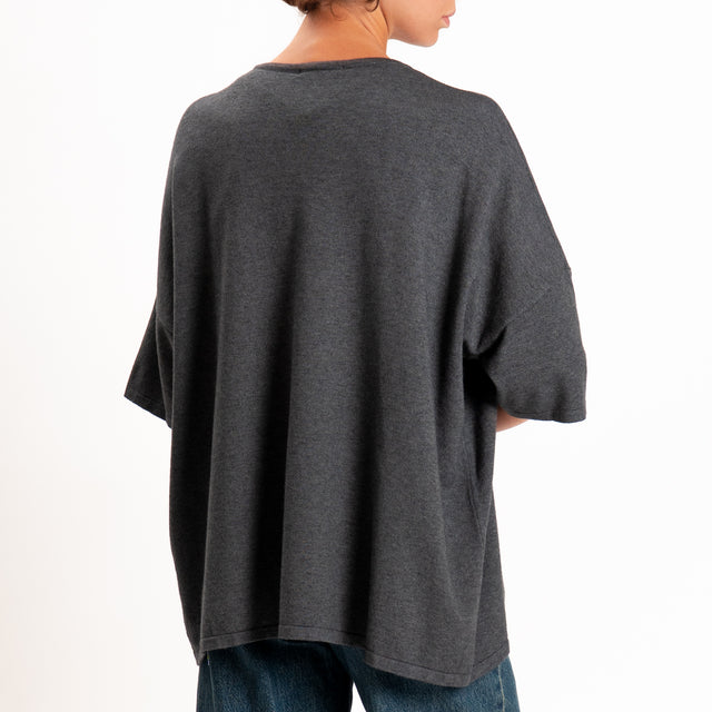 Zeroassoluto-Maglia over scollo a v - piombo