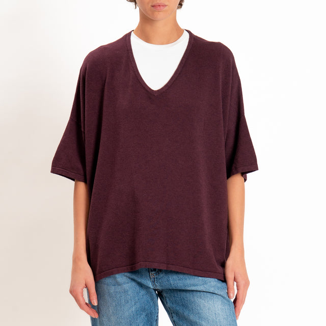 Zeroassoluto-Maglia over scollo a v - prugna