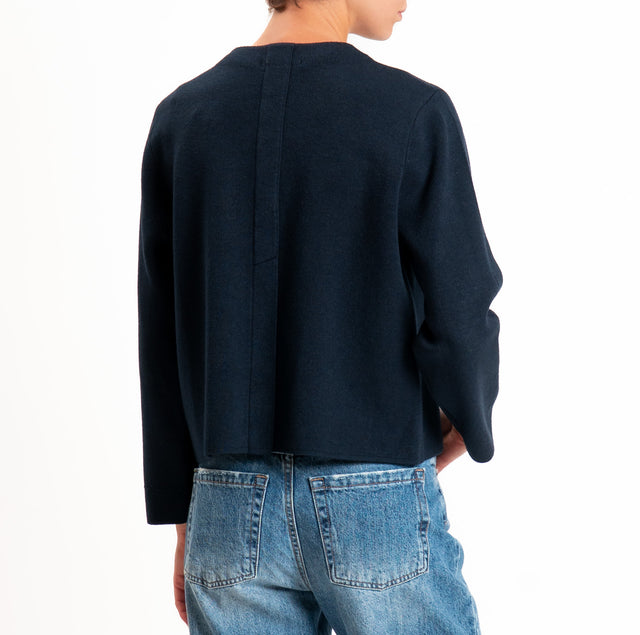 Zeroassoluto-Cardigan doppio filo tre bottoni - blu