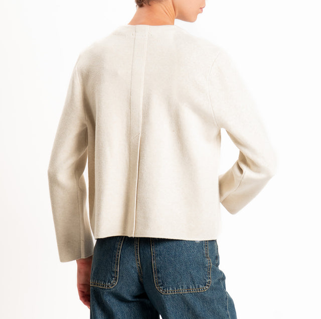 Zeroassoluto-Cardigan doppio filo tre bottoni - gesso