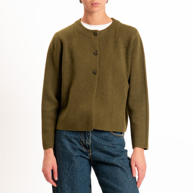 Zeroassoluto-Cardigan doppio filo tre bottoni - militare