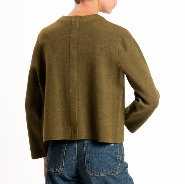 Zeroassoluto-Cardigan doppio filo tre bottoni - militare