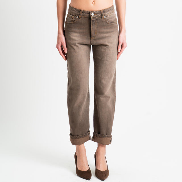 Zeroassoluto-Jeans TAIF straight fit stone washed - moka