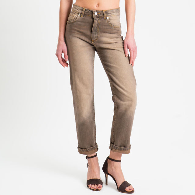 Zeroassoluto-Jeans TAIF straight fit stone washed - moka