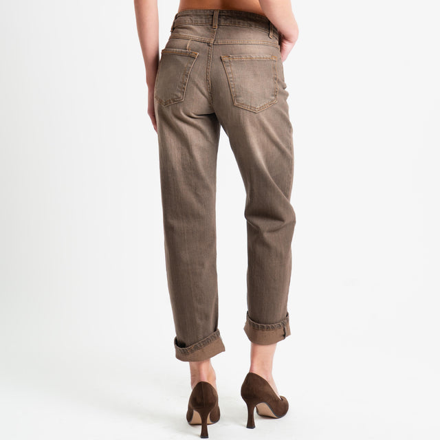 Zeroassoluto-Jeans TAIF straight fit stone washed - moka