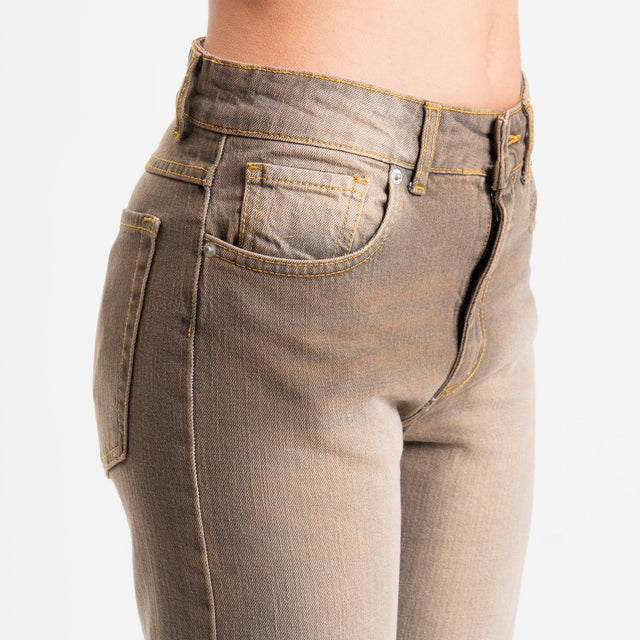 Zeroassoluto-Jeans TAIF straight fit stone washed - moka