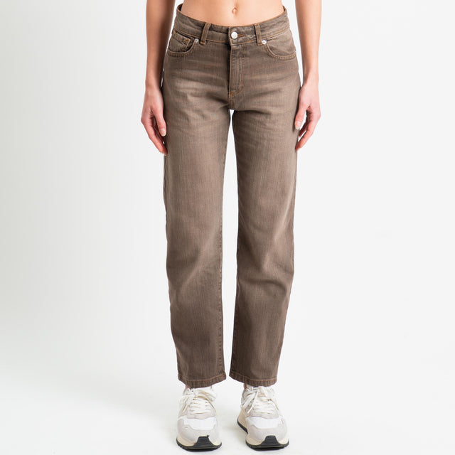 Zeroassoluto-Jeans TAIF straight fit stone washed - moka