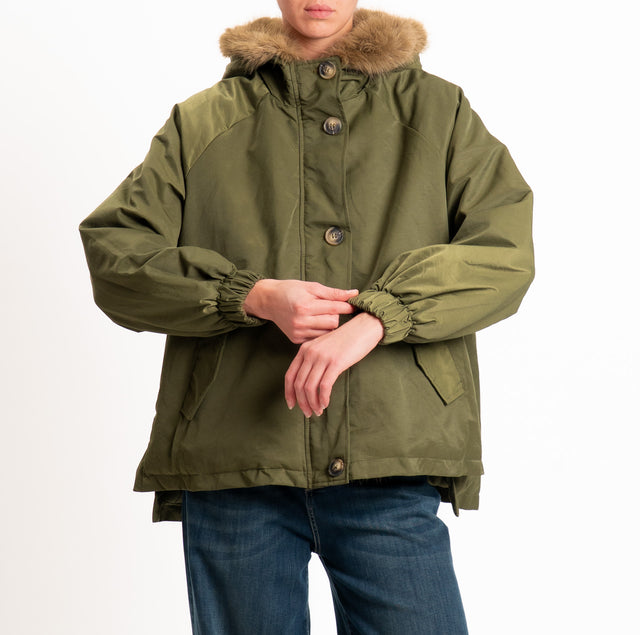 Zeroassoluto-Parka con ecopelliccia - militare