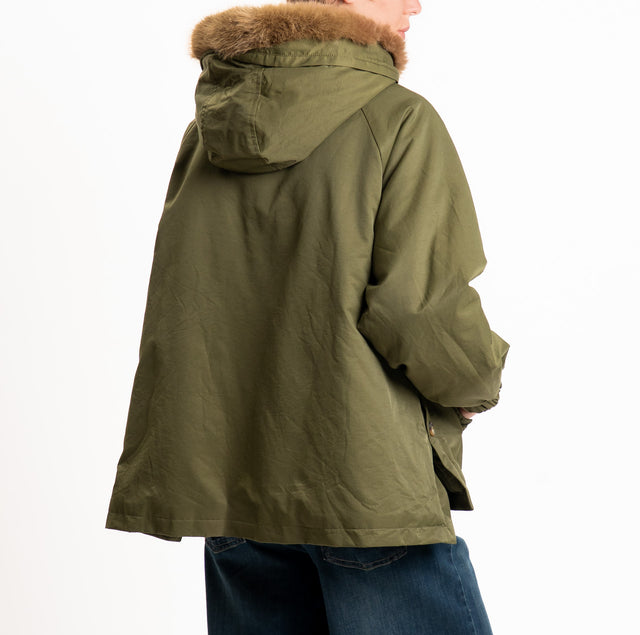 Zeroassoluto-Parka con ecopelliccia - militare