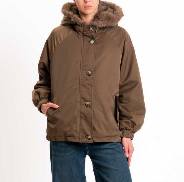 Zeroassoluto-Parka con ecopelliccia - moro