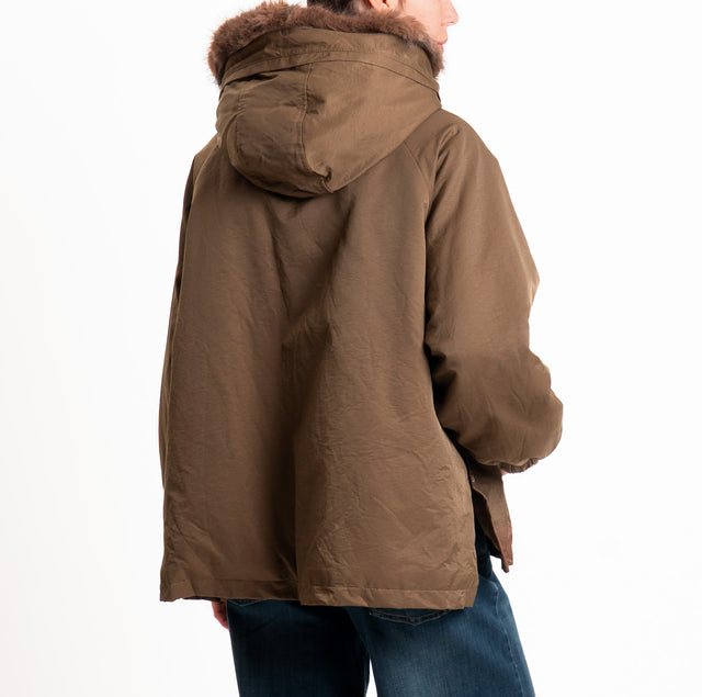 Zeroassoluto-Parka con ecopelliccia - moro