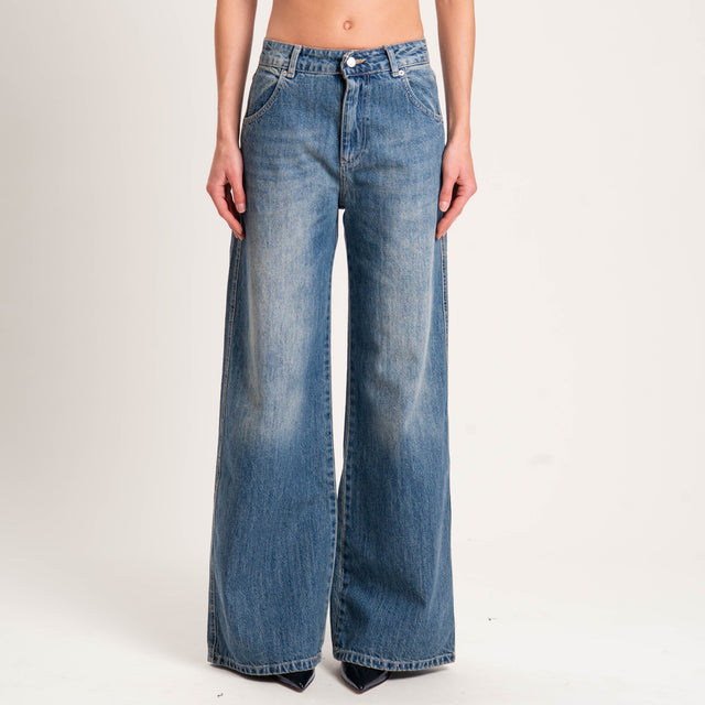 Zeroassoluto-Jeans XENA straight fit maxi tasche - denim