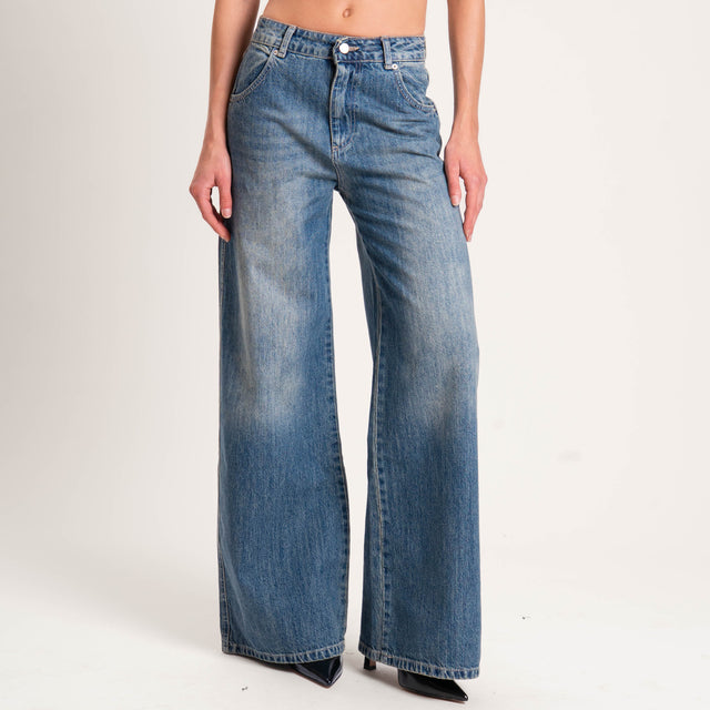 Zeroassoluto-Jeans XENA straight fit maxi tasche - denim