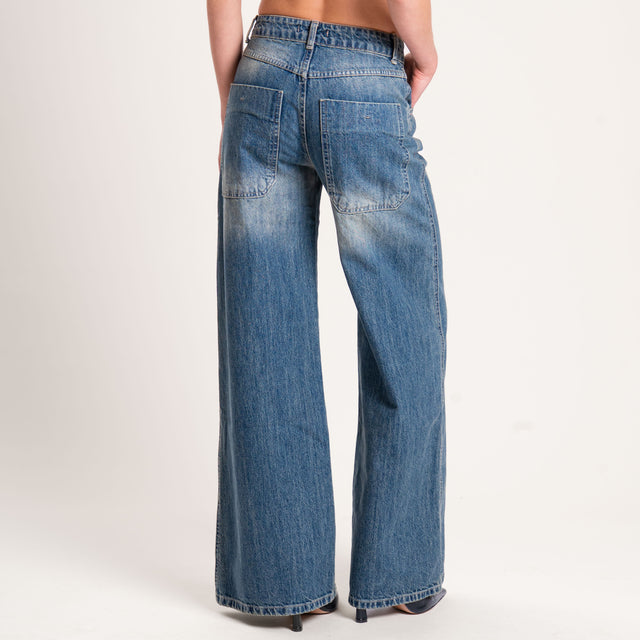 Zeroassoluto-Jeans XENA straight fit maxi tasche - denim