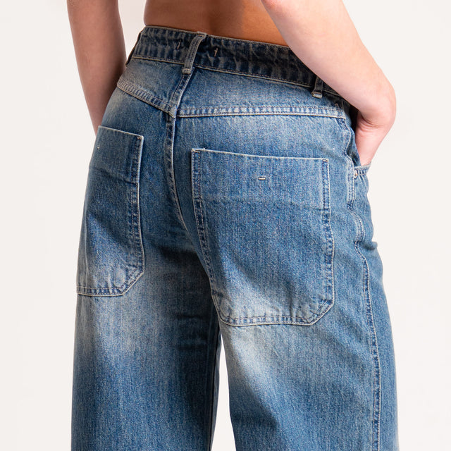 Zeroassoluto-Jeans XENA straight fit maxi tasche - denim